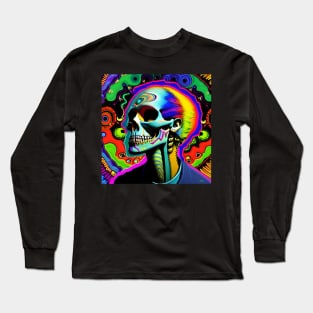 Vibrant Trippy Skull Art 34 Long Sleeve T-Shirt